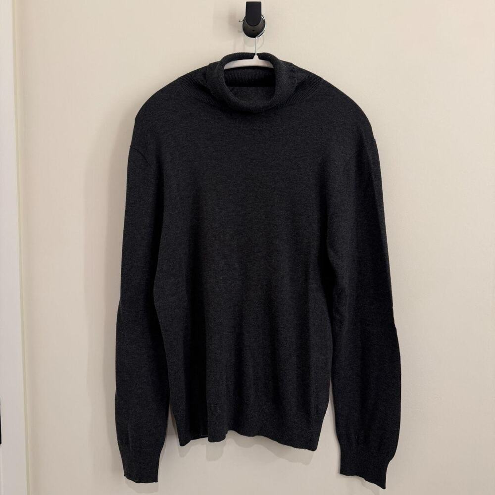 men's dark grey J.CREW cotton-silk long-sleeve turtleneck pullover [M]